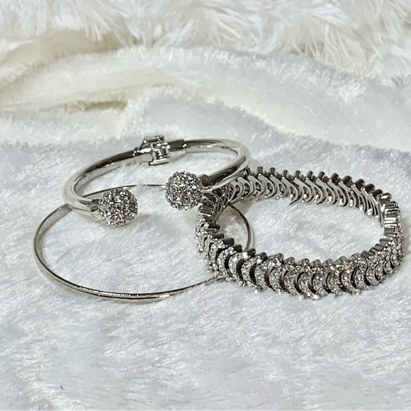 Silver bracelet set Hinge, elastic and bangle - Picture 10 of 13